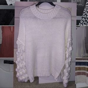 White knit Pom Pom sweater